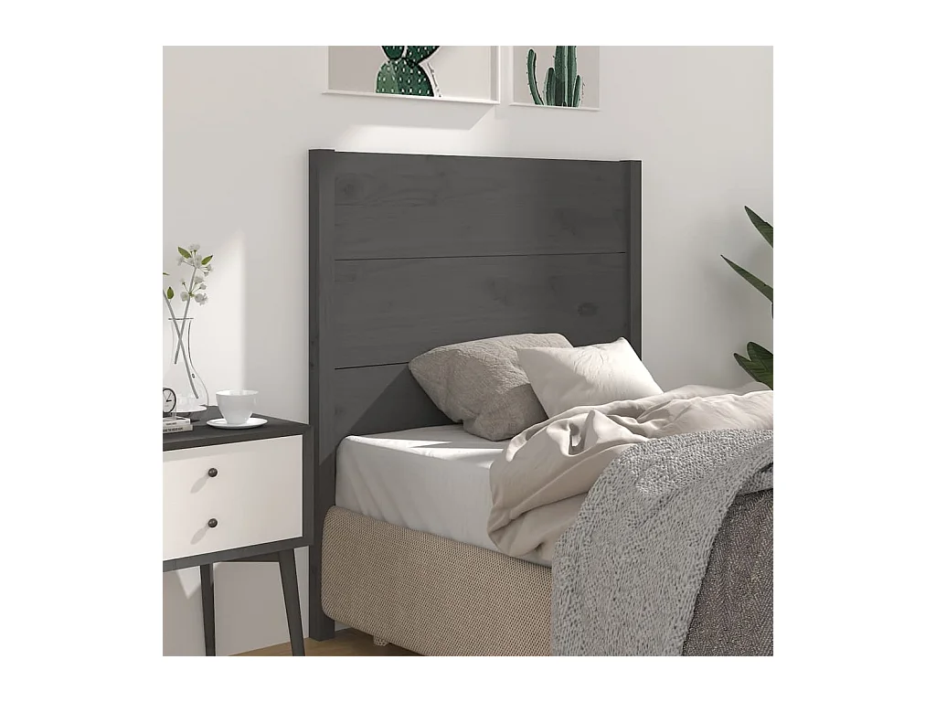 Tête de lit Gris 81x4x100 cm Bois massif de pin