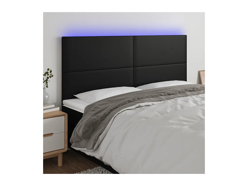 Tête de lit à LED Noir 180x5x118/128 cm Similicuir