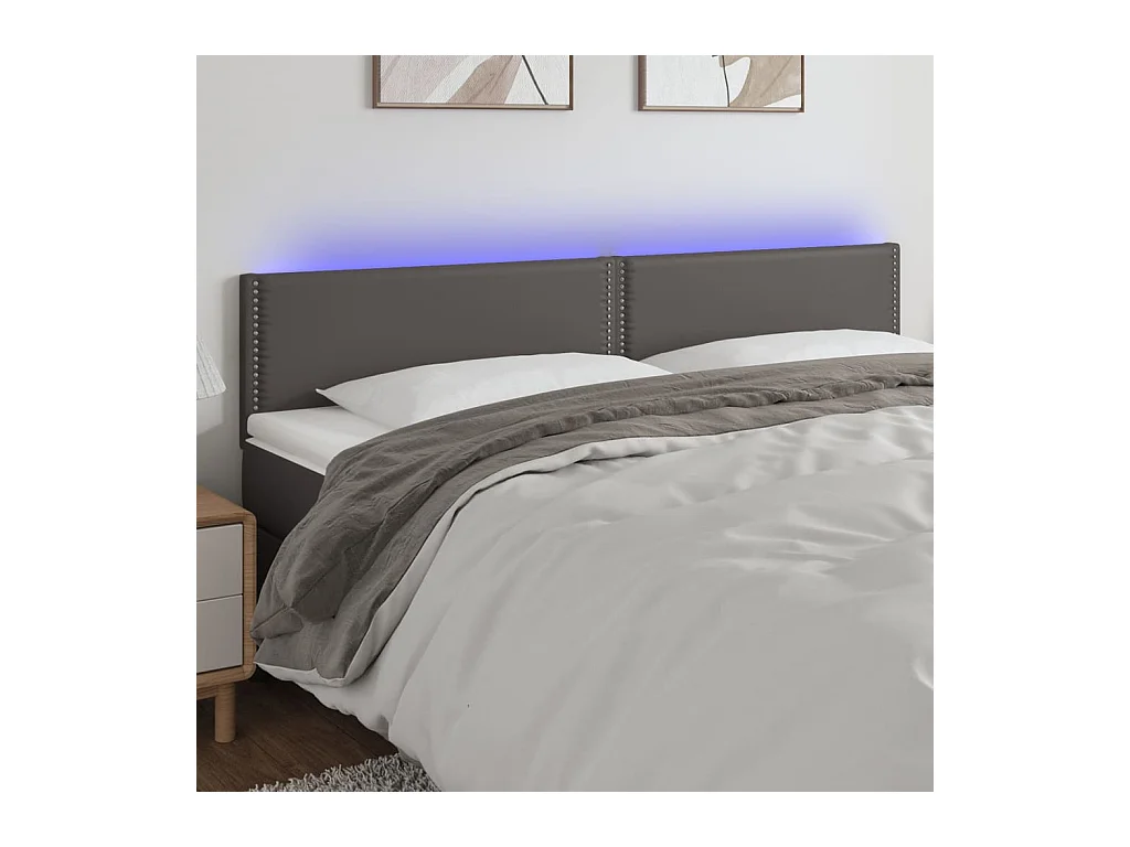 Testiera a LED Grigio 200x5x78/88 cm in Similpelle