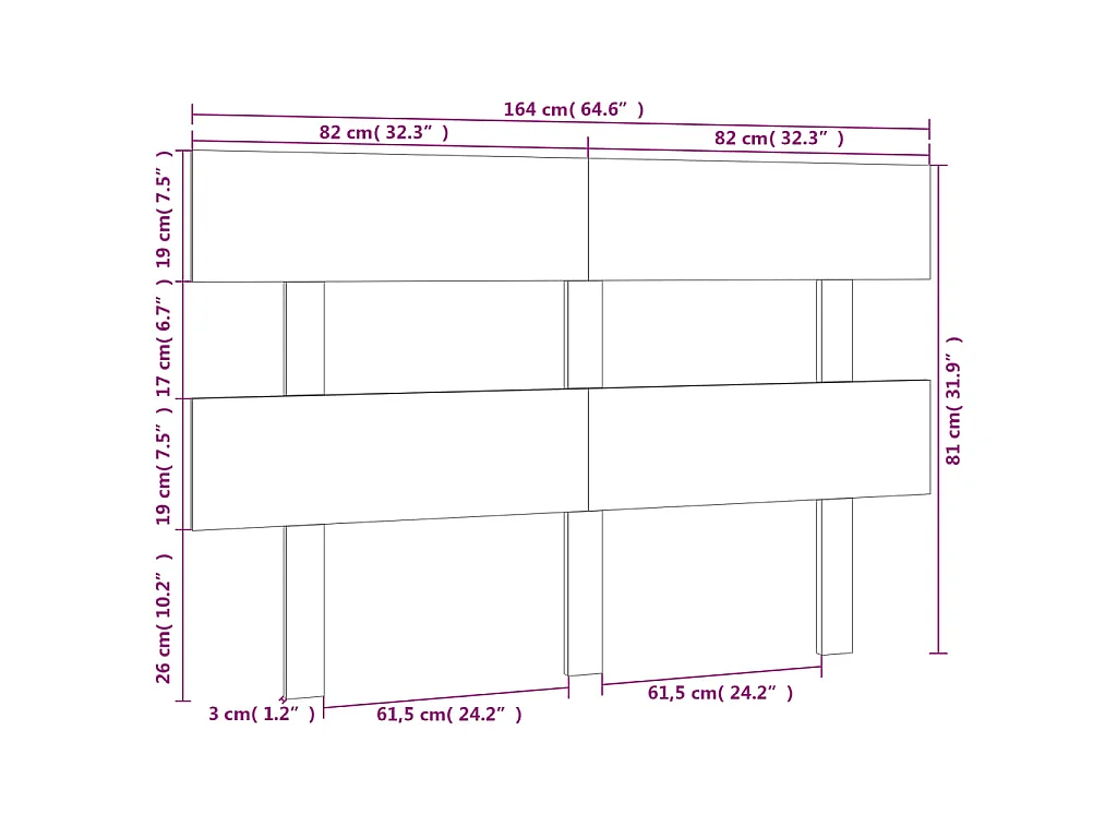 Tête de lit 164x3x81 cm Bois massif de pin