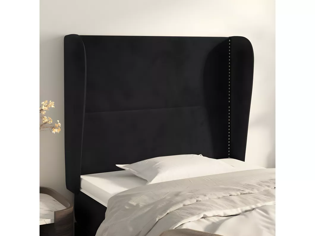 Kauf Unique Kopfteil mit Ohren Schwarz 103x23x118/128 cm Samt