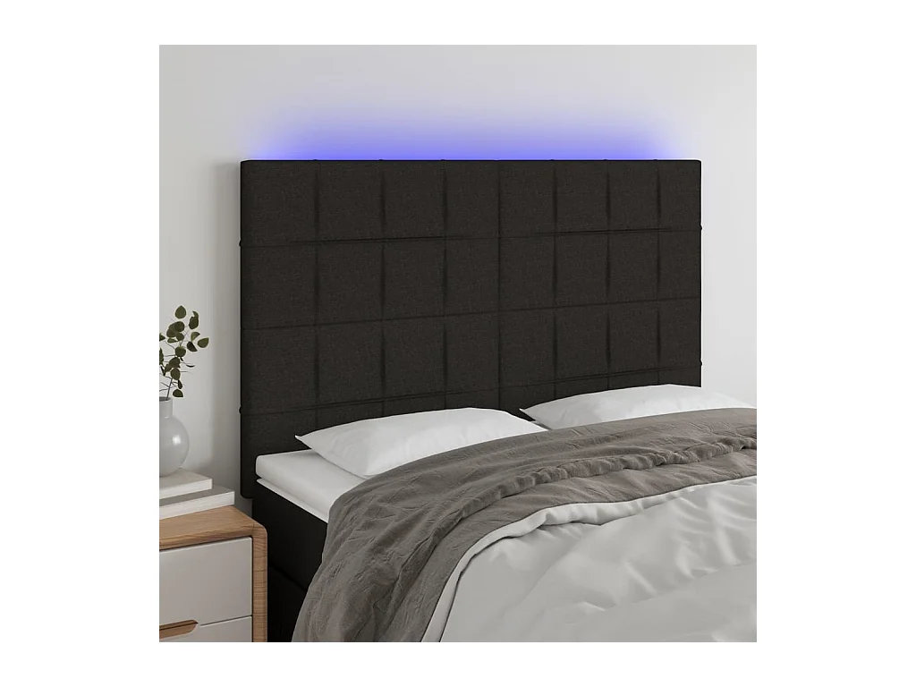 Tête de lit à LED Noir 144x5x118/128 cm Tissu