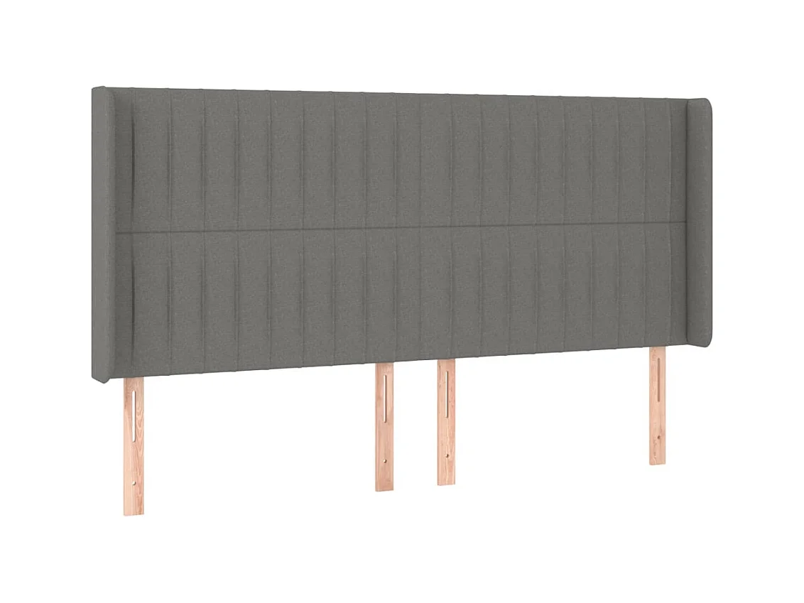 Tête de lit avec oreilles Gris foncé 203x16x118/128 cm Tissu