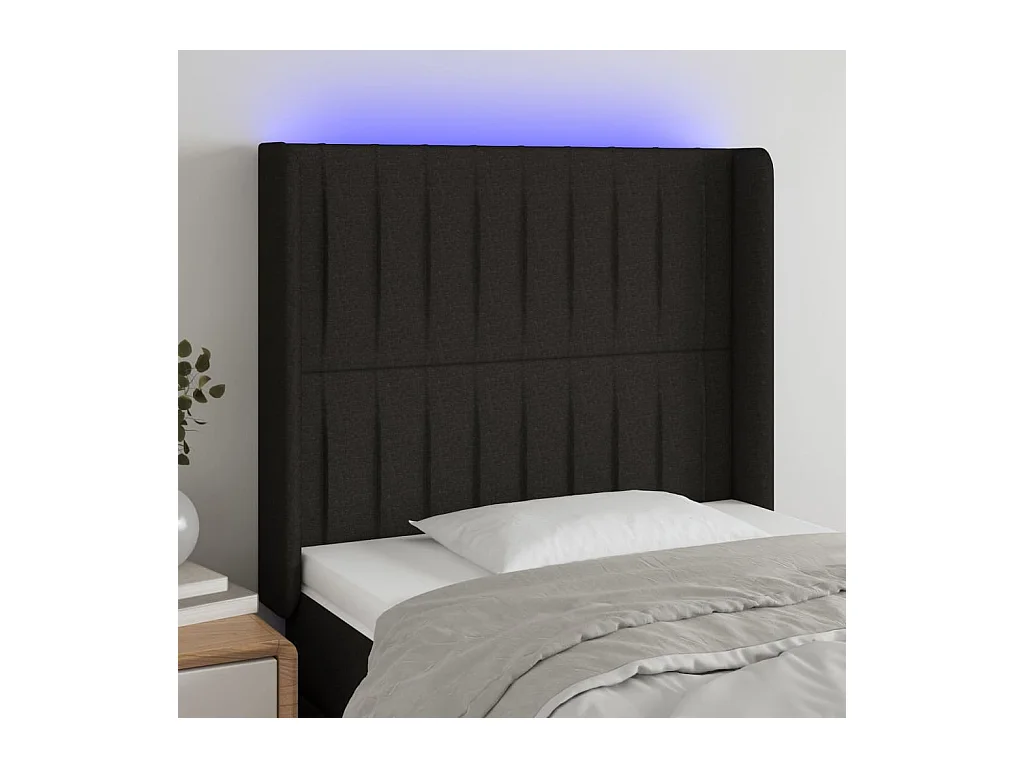 Tête de lit à LED Noir 83x16x118/128 cm Tissu