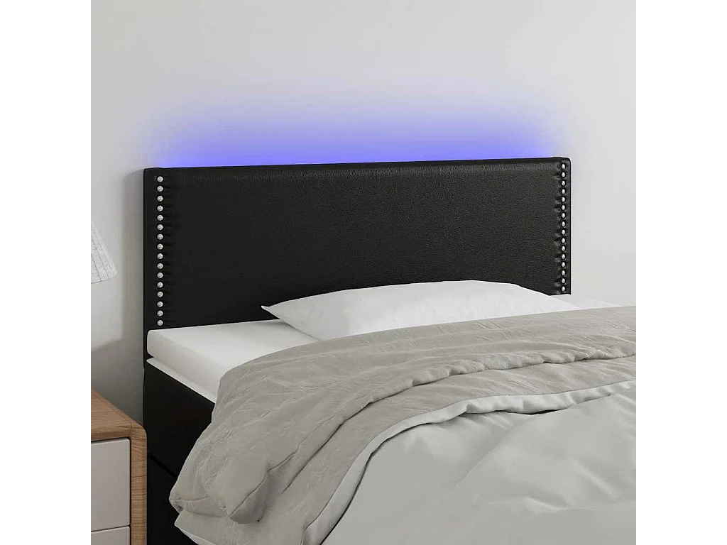 Testiera Nero a LED 90x5x78/88 cm in Similpelle