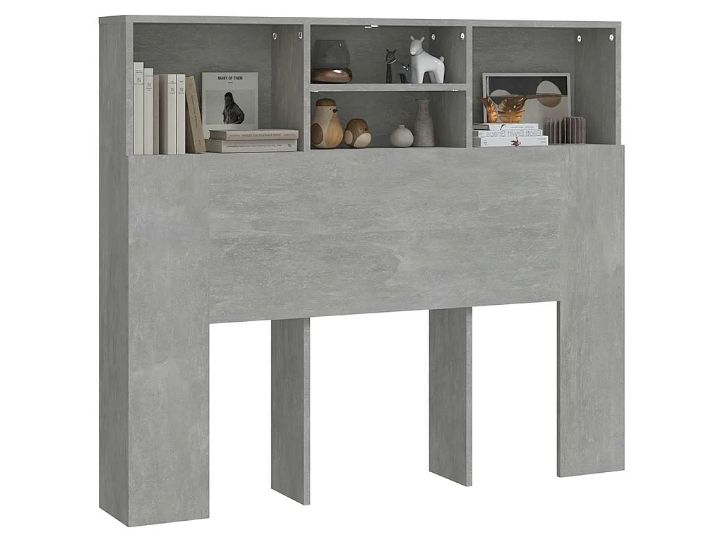 Testiera con Contenitore Grigio Cemento 120x19x103,5 cm