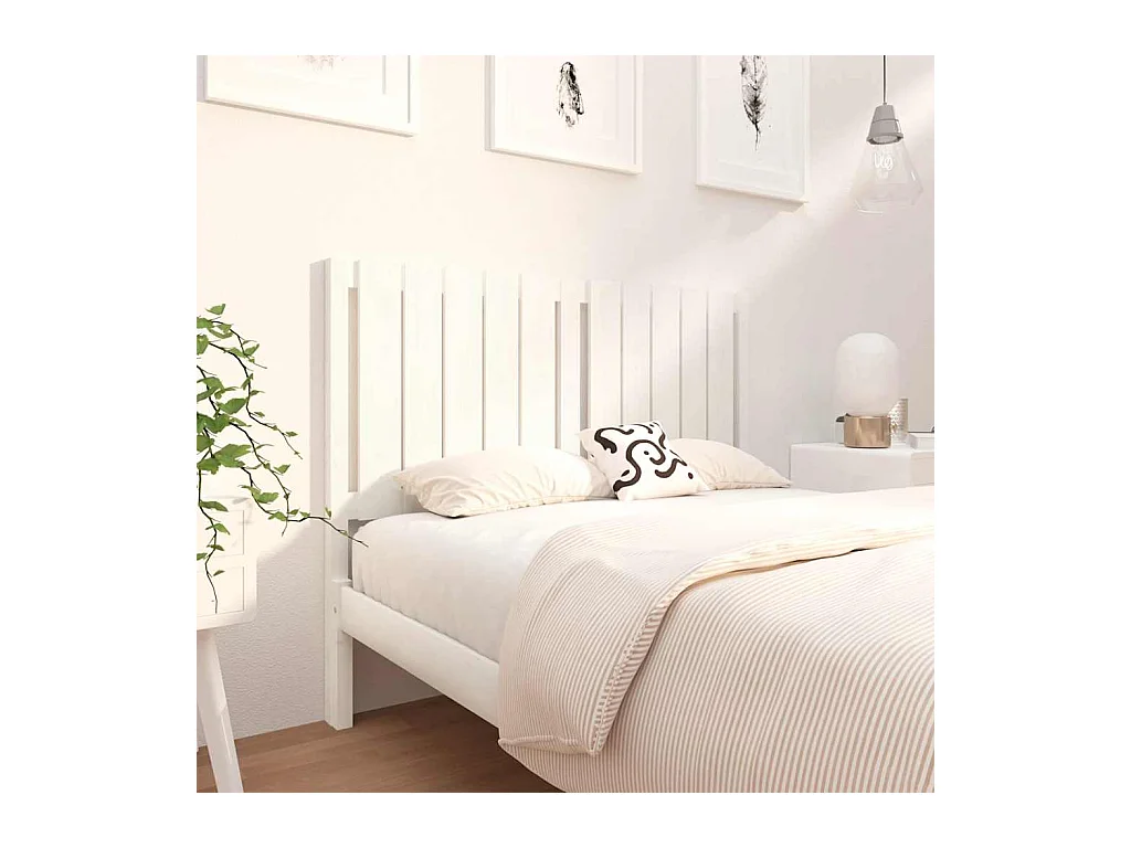 Testiera per Letto Bianca 125,5x4x100 cm Legno Massello di Pino
