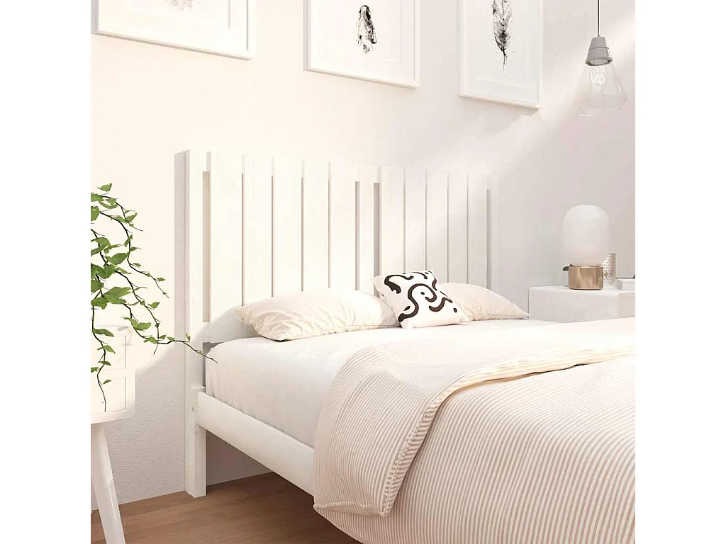 Cabeceira de cama 125,5x4x100 cm madeira de pinho maciça branco
