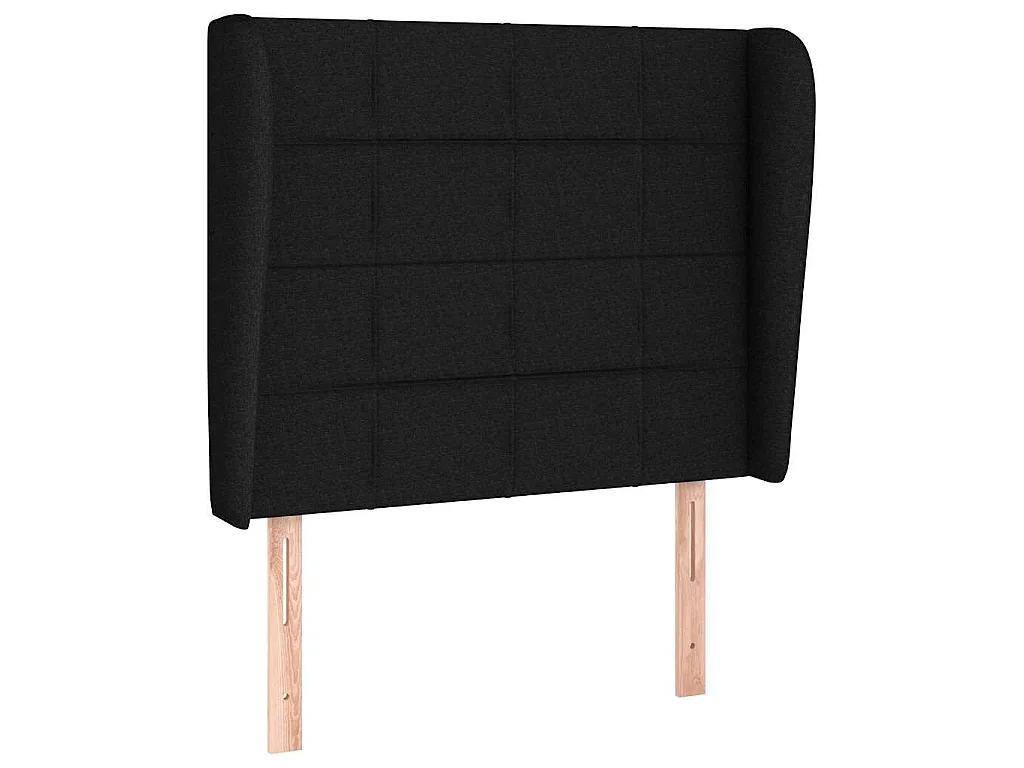 Hoofdbord met randen 83x23x118/128 cm stof zwart