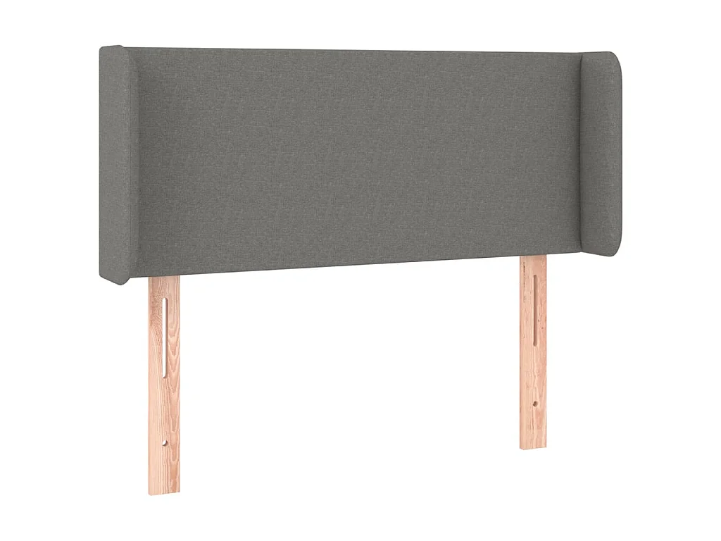 Cabeceira de cama c/ abas tecido 103x16x78/88cm cinzento-escuro