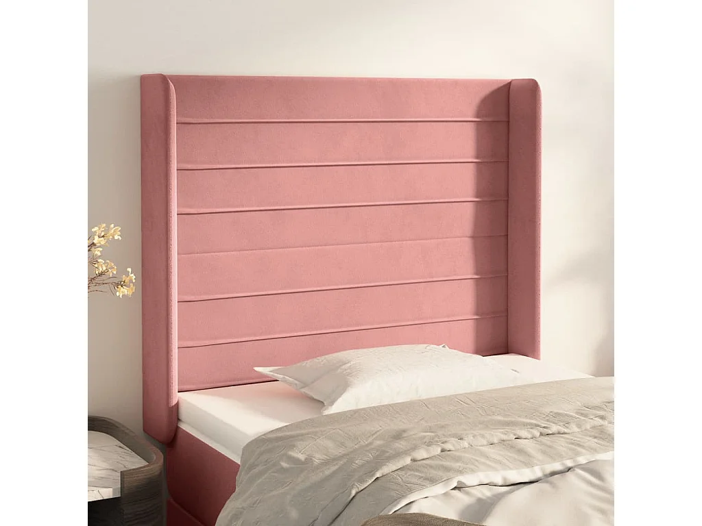 Kopfteil mit Ohren Rosa 103x16x118/128 cm Samt