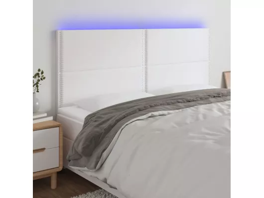 Kauf Unique LED Kopfteil Weiß 160x5x118/128 cm Kunstleder