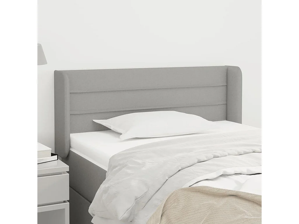 Cabeceira de cama c/ abas tecido 83x16x78/88 cm cinzento-claro