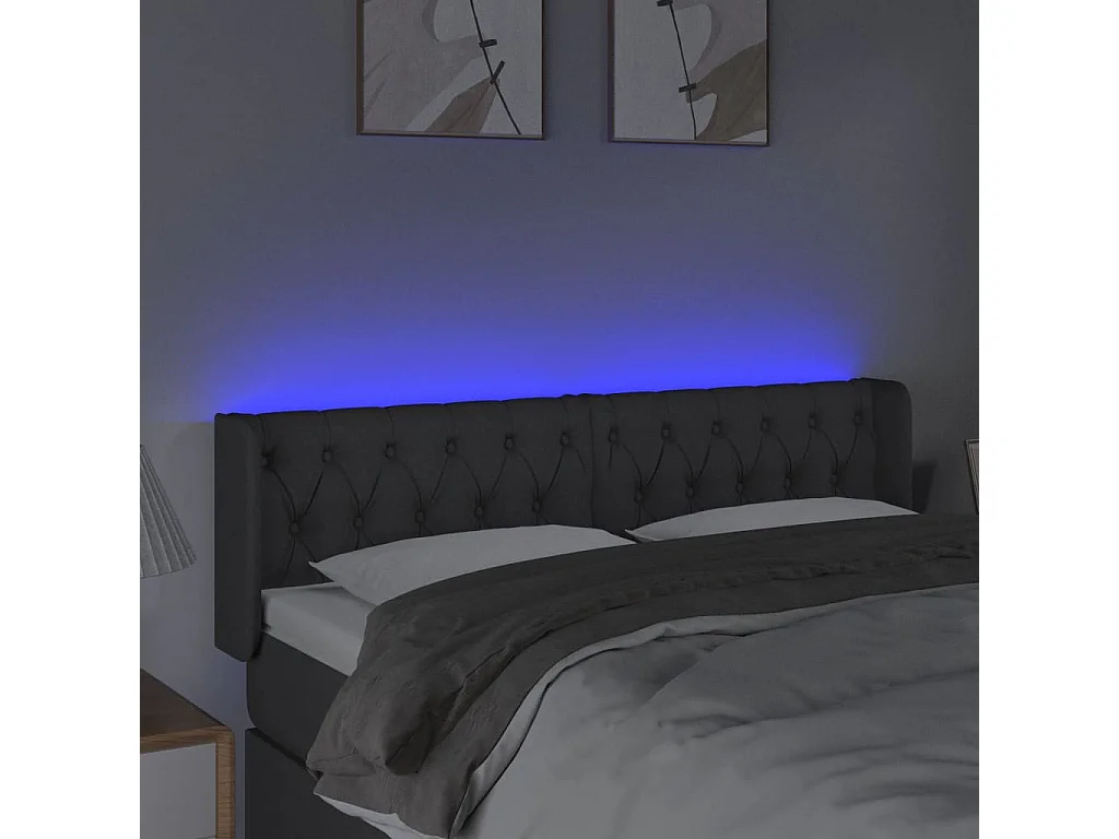 Cabecero con LED de tela gris oscuro 147x16x78/88 cm