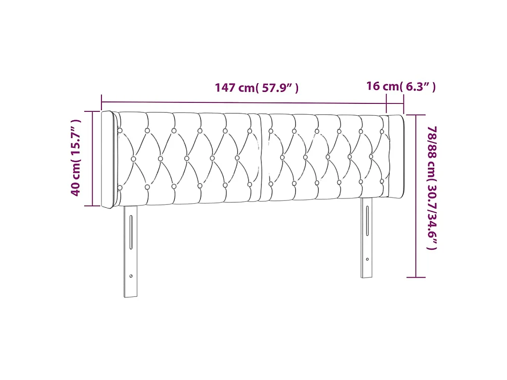 Hoofdbord LED 147x16x78/88 cm stof donkergrijs
