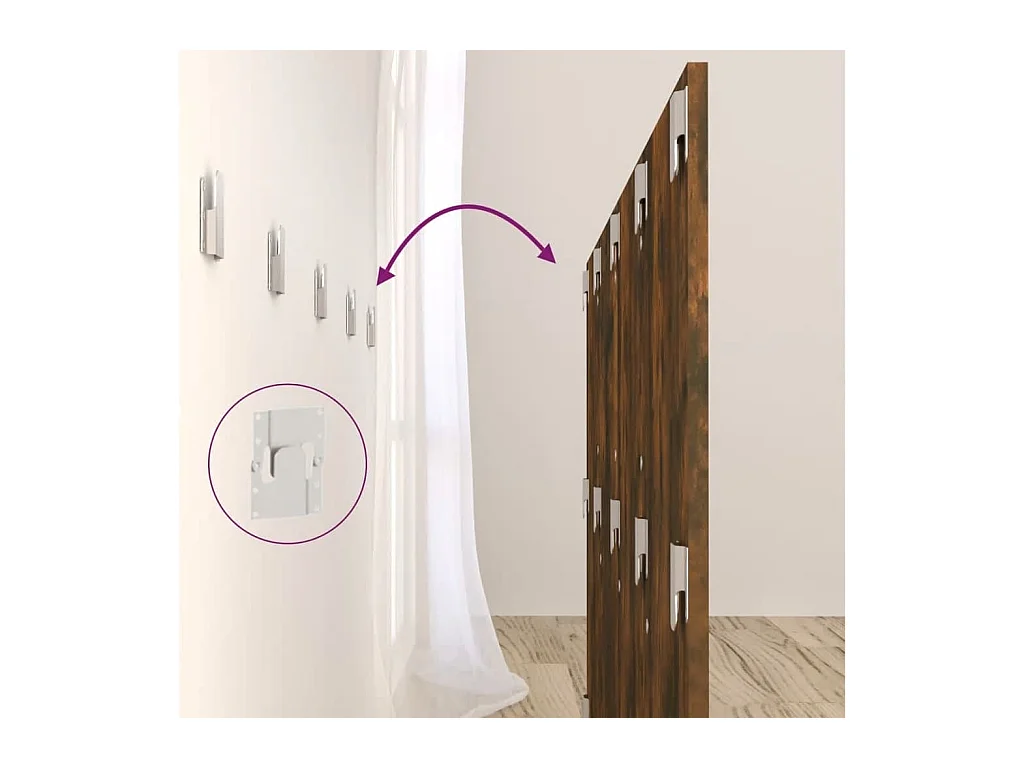 Tête de lit avec armoires Chêne fumé Bois d'ingénierie