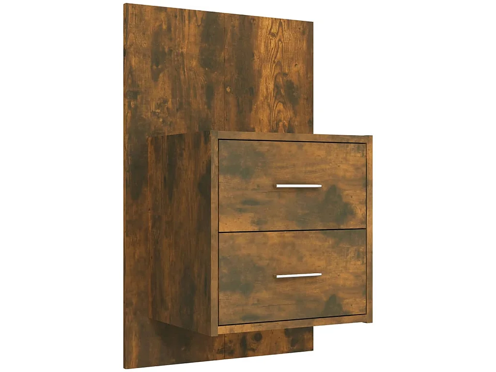 Hoofdbord met kastjes bewerkt hout gerookt eikenkleurig