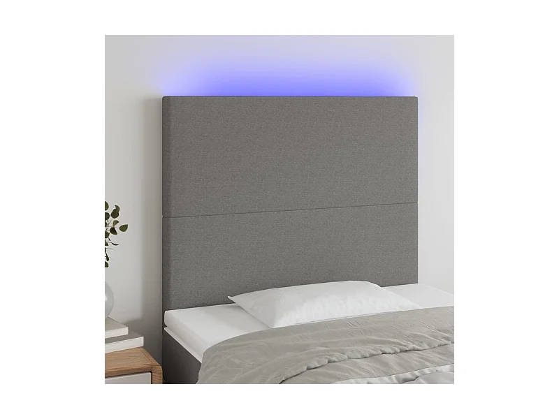 Tête de lit à LED Gris foncé 80x5x118/128 cm Tissu