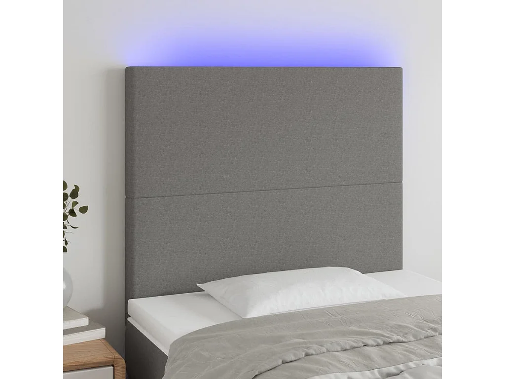 Hoofdbord LED 80x5x118/128 cm stof donkergrijs