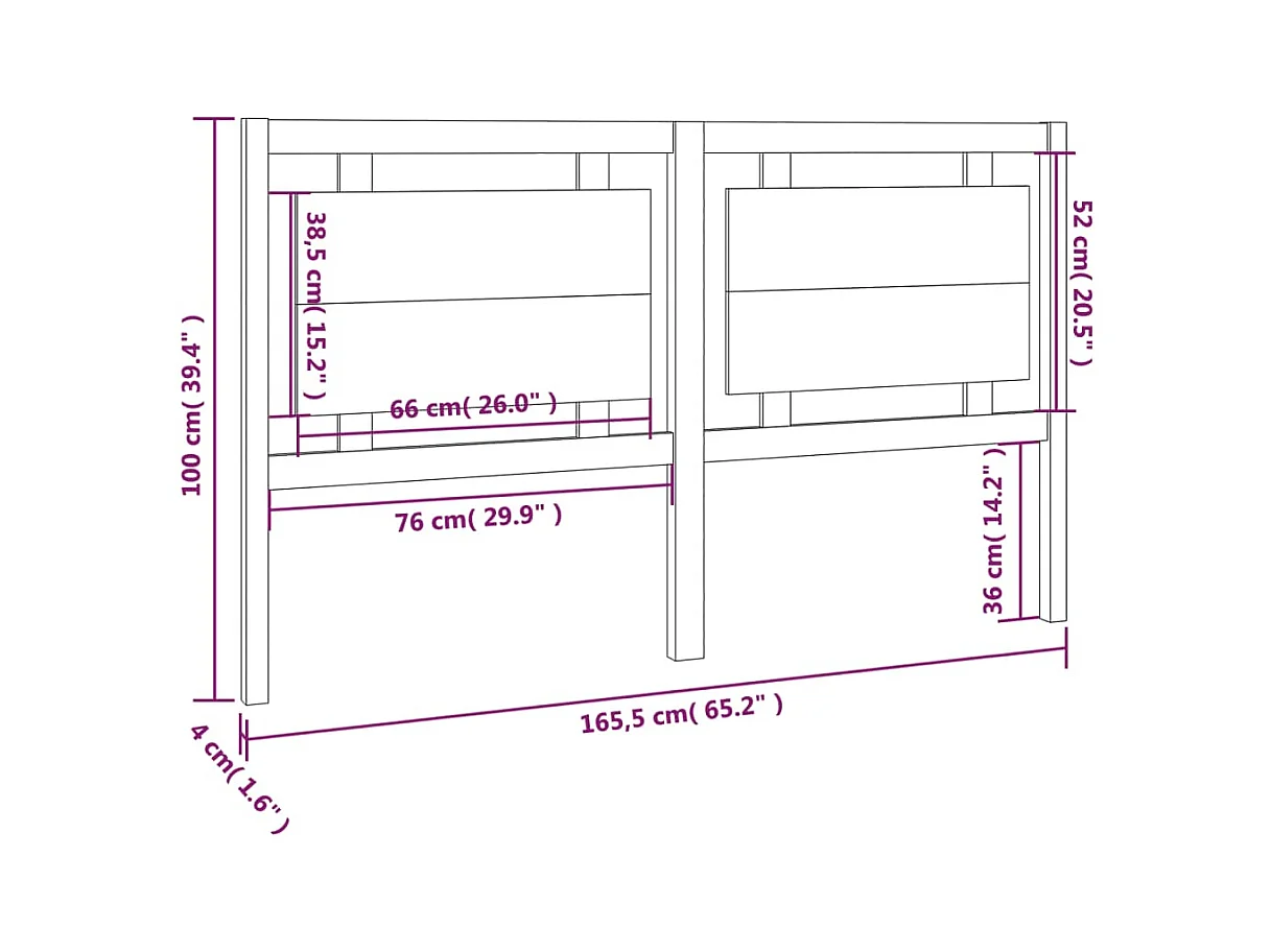 Kopfteil 165,5x4x100 cm Massivholz Kiefer