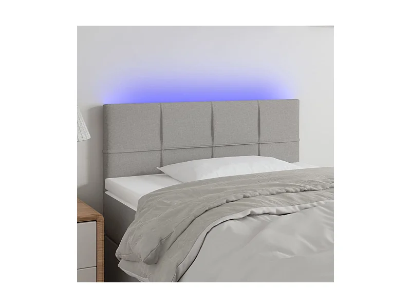 Tête de lit à LED Gris clair 100x5x78/88 cm Tissu