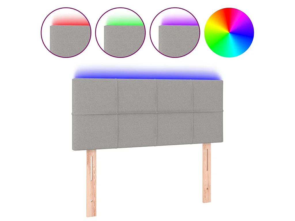 Testiera a LED Grigio Chiaro 100x5x78/88 cm in Tessuto