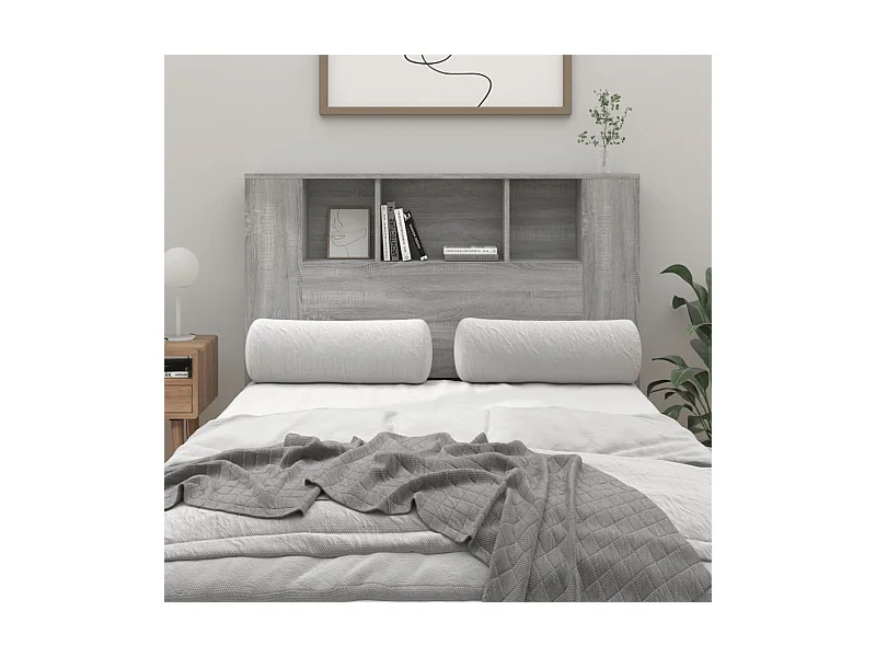 Kopfteil mit Ablagen Grau Sonoma 120x18,5x102,5 cm