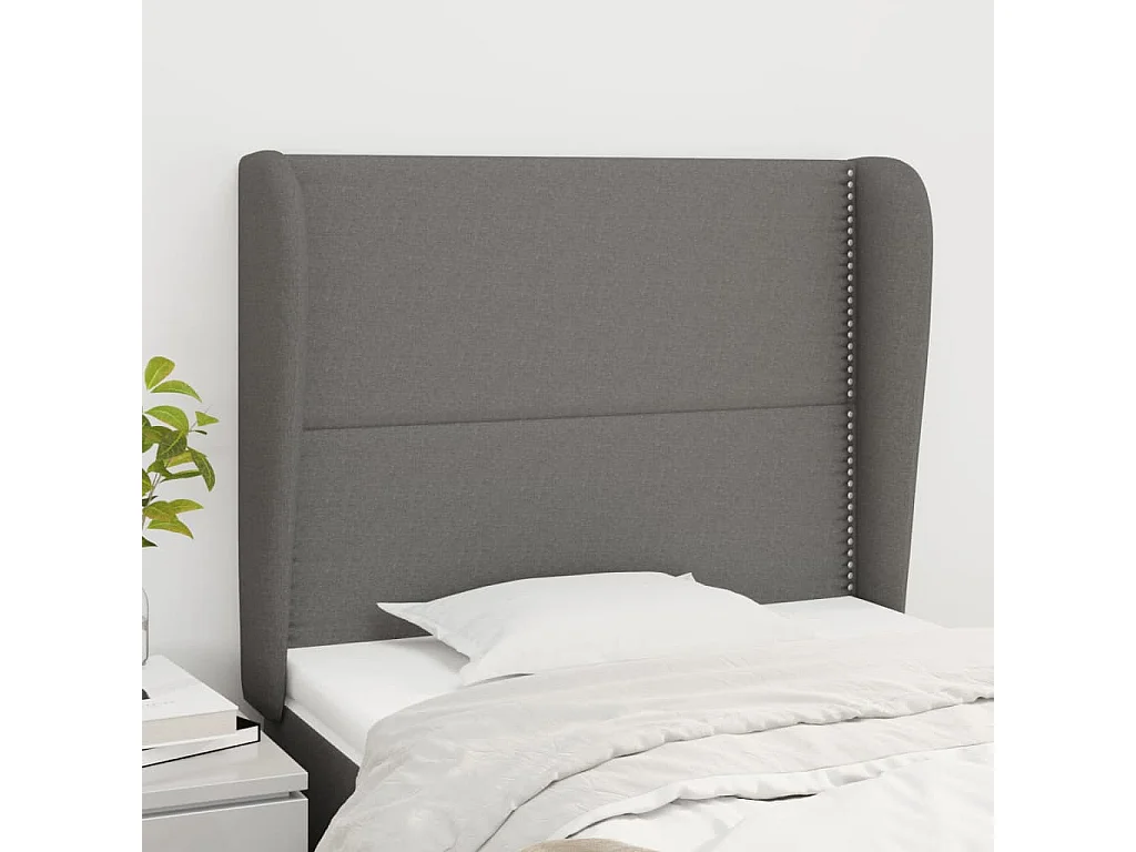 Hoofdbord met randen 93x23x118/128 cm stof donkergrijs