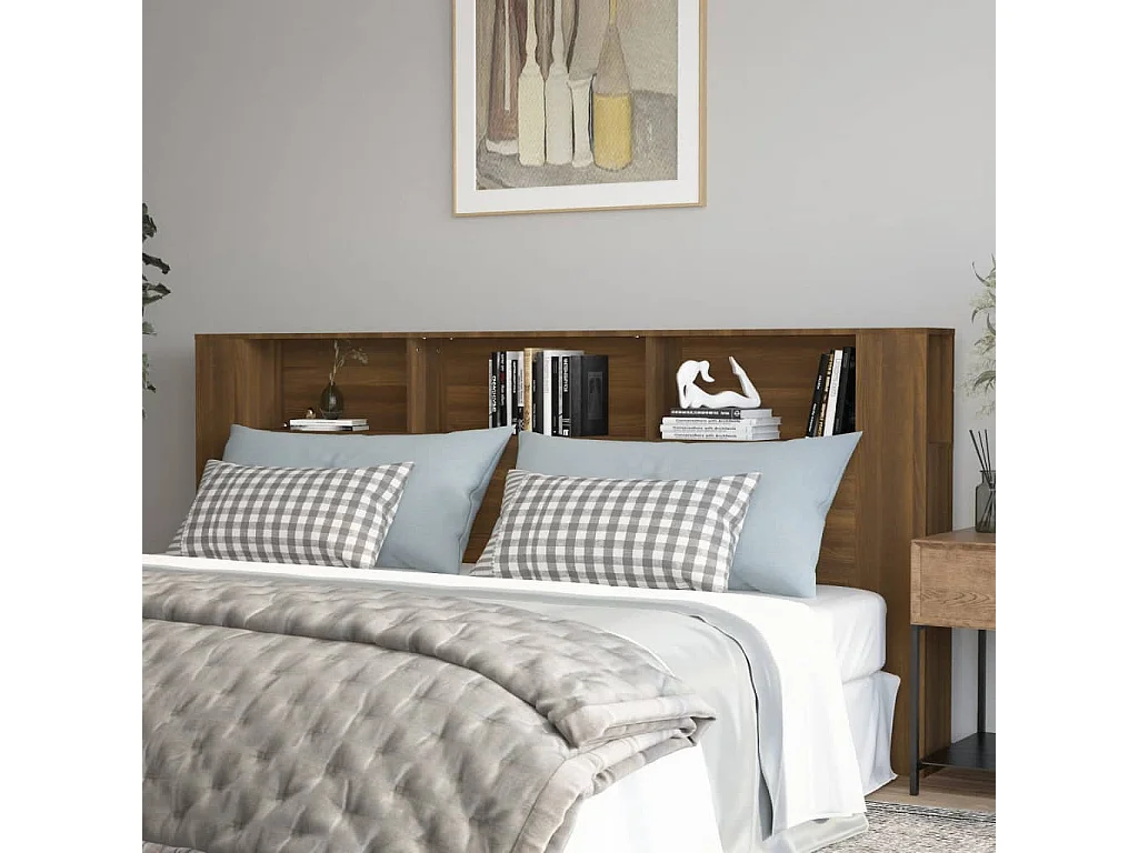 Kopfteil mit Ablagen Braun Eichen-Optik 220x18,5x104,5 cm