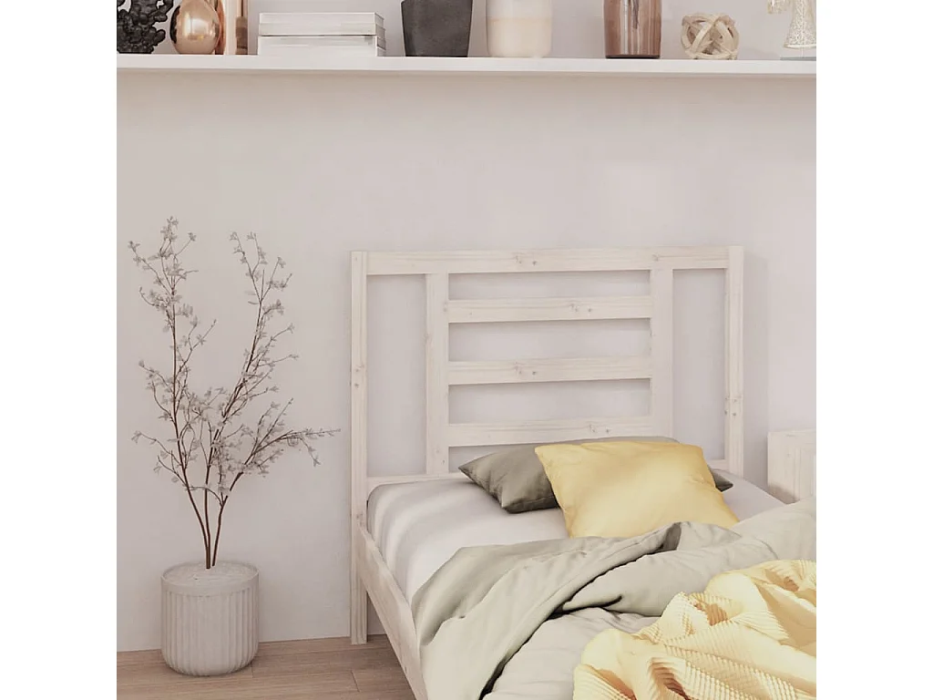Tête de lit Blanc 106x4x100 cm Bois massif de pin