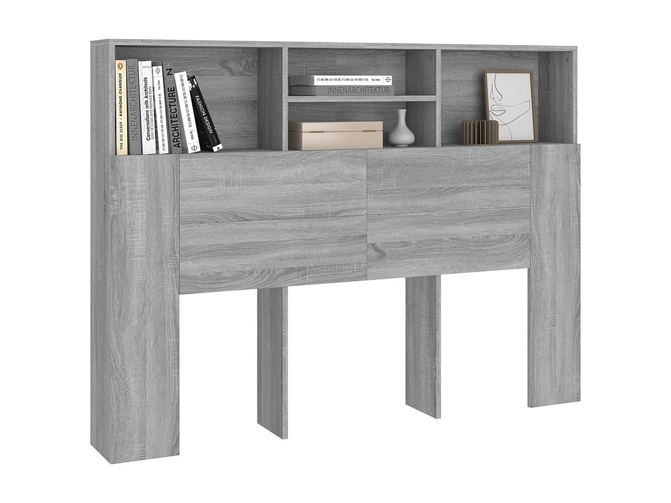 Kopfteil mit Ablagen Grau Sonoma 140x19x103,5 cm