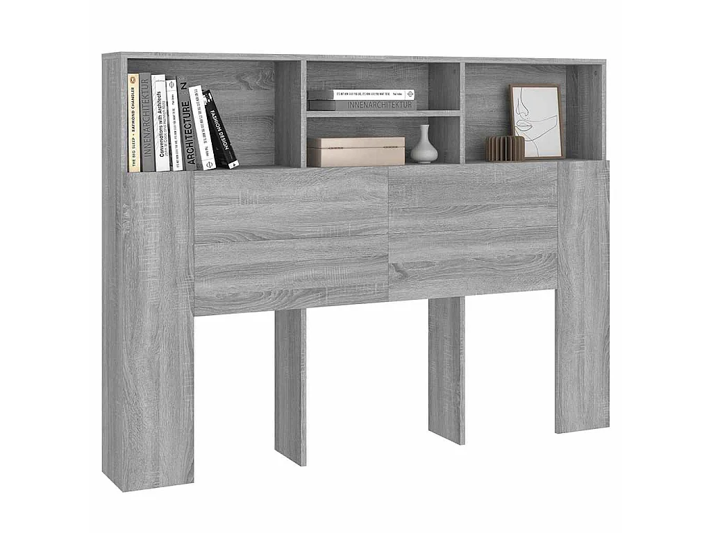 Testiera con Scomparti Grigio Sonoma 140x19x103,5 cm