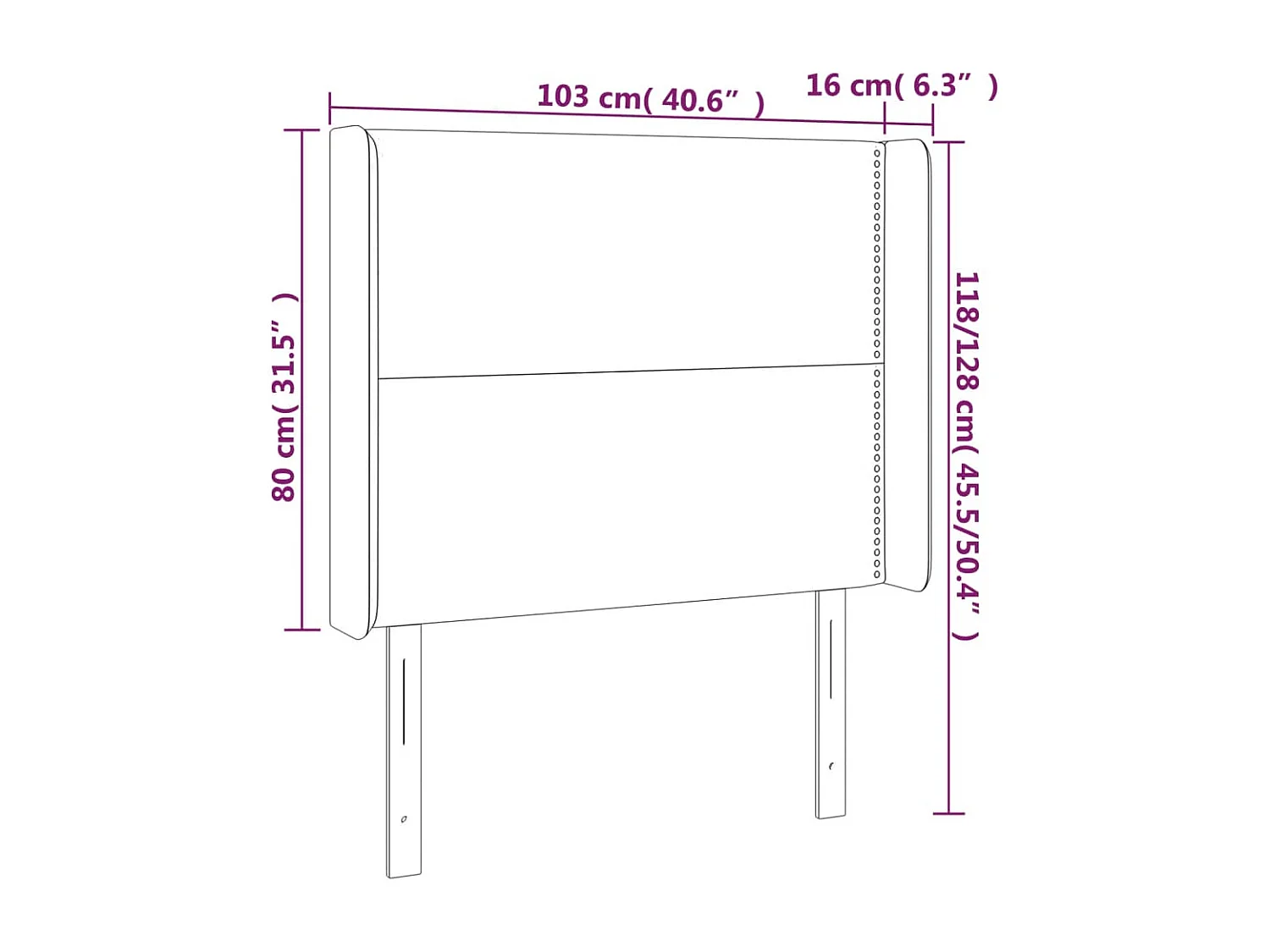 Hoofdbord LED 103x16x118/128 cm stof lichtgrijs