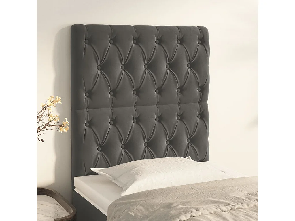 Tête de lit Gris foncé 80x7x118/128 cm Velours