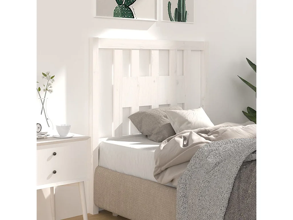 Tête de lit Blanc 96x4x100 cm Bois massif de pin