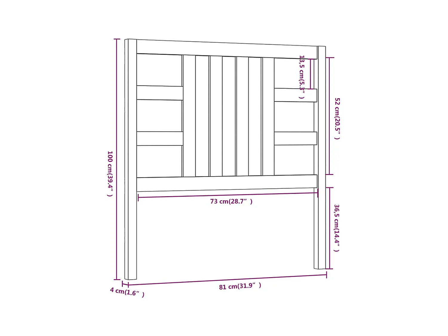 Tête de lit 81x4x100 cm Bois massif de pin