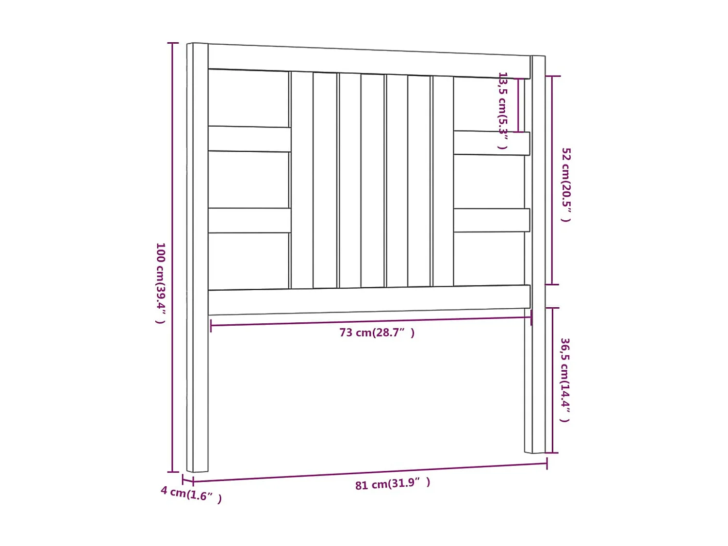 Tête de lit 81x4x100 cm Bois massif de pin