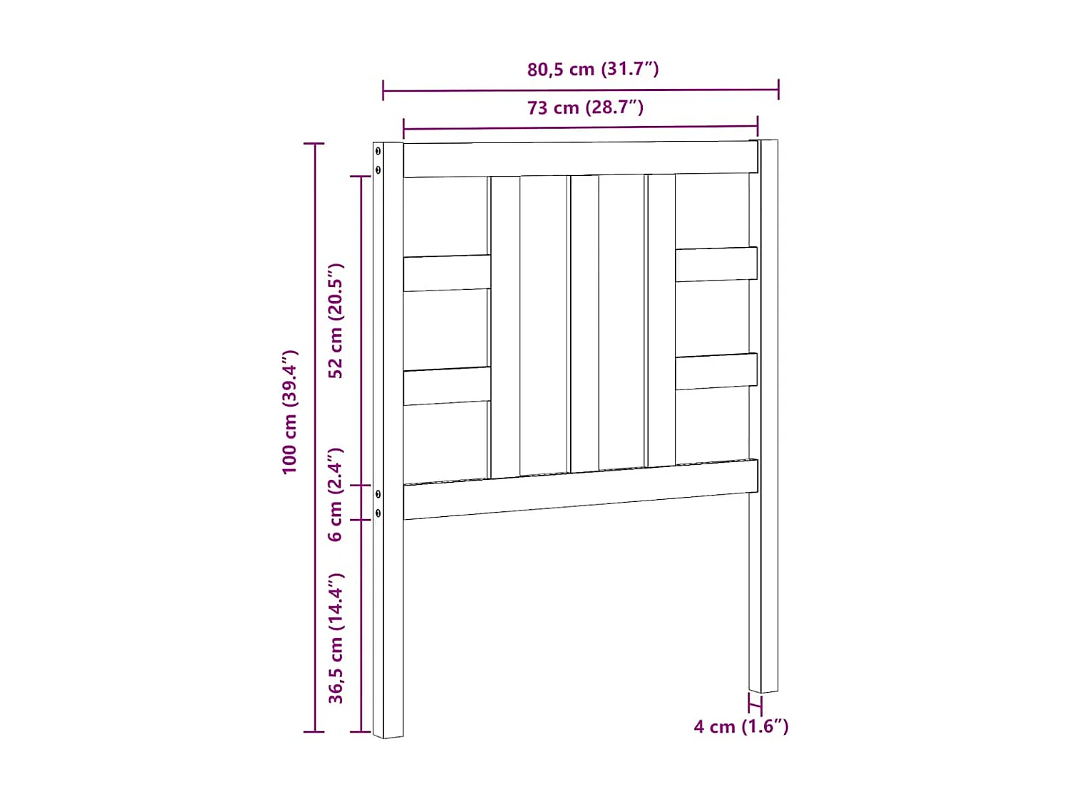 Tête de lit 81x4x100 cm Bois massif de pin