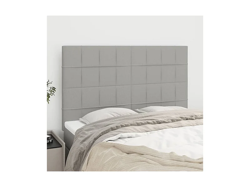 Kopfteile 4 Stk. Hellgrau 72x5x78/88 cm Stoff