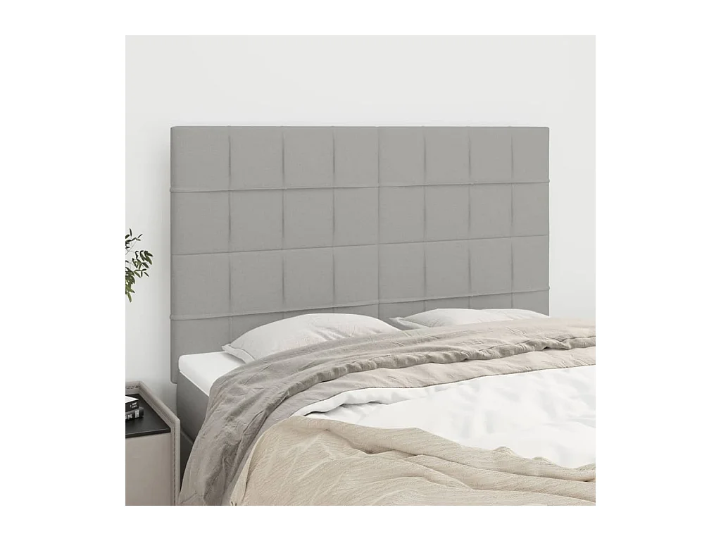 Têtes de lit 4 pcs Gris clair 72x5x78/88 cm Tissu