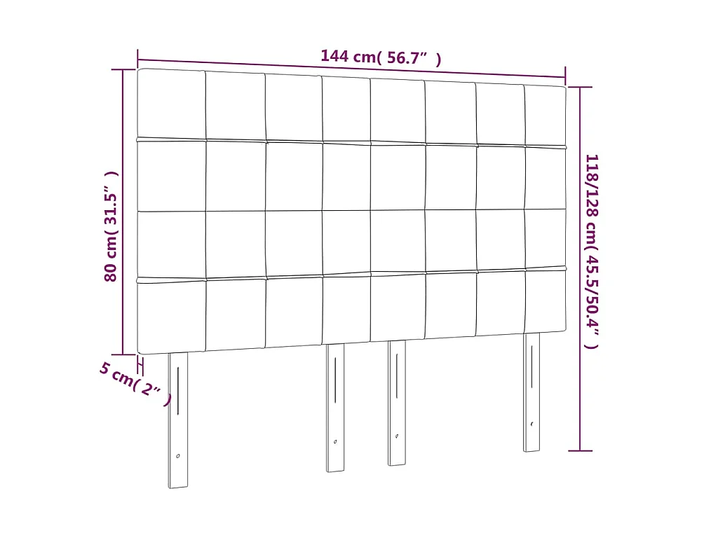 Tête de lit Gris clair 144 x 5 x 118/128 cm Tissu