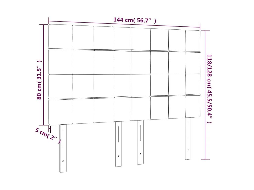 Tête de lit Gris clair 144 x 5 x 118/128 cm Tissu