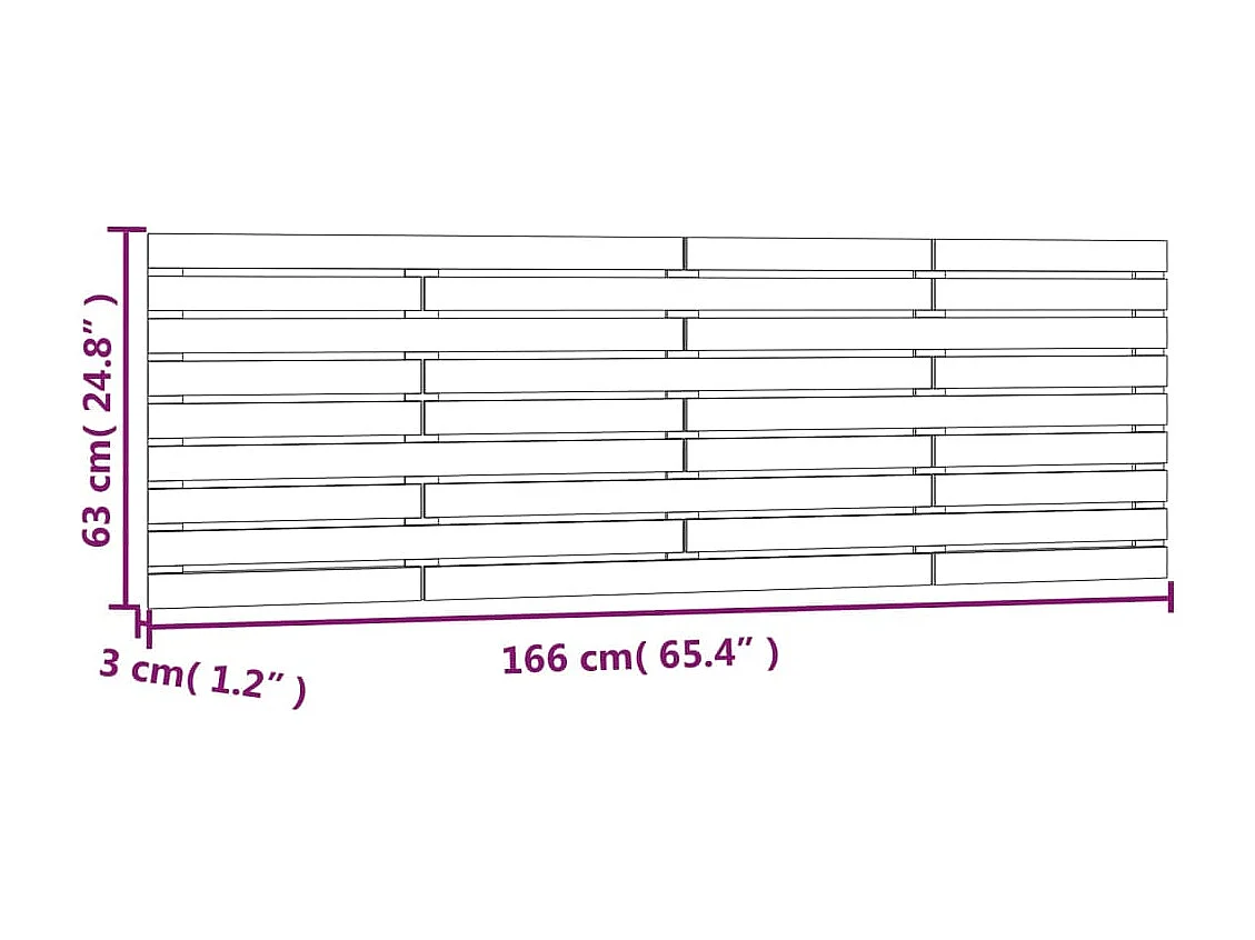Tête de lit murale Blanc 166x3x63 cm Bois massif de pin
