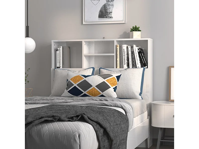 Mueble cabecero blanco brillante 100x19x103,5 cm