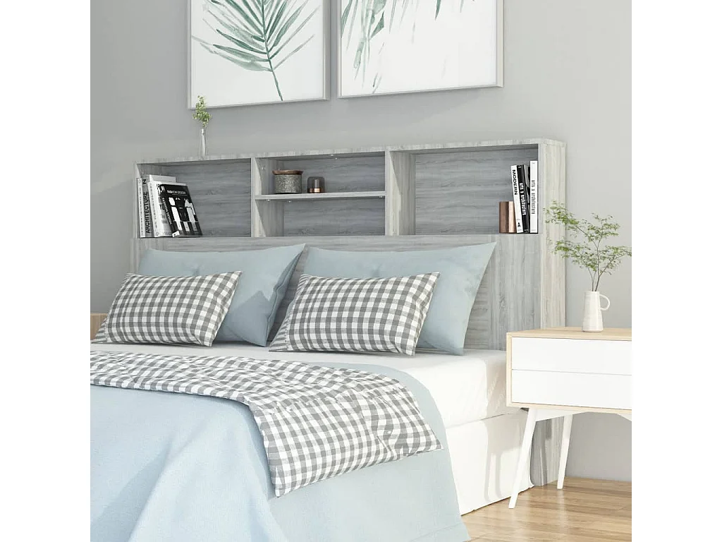 Mueble cabecero color gris Sonoma 160x19x103,5 cm