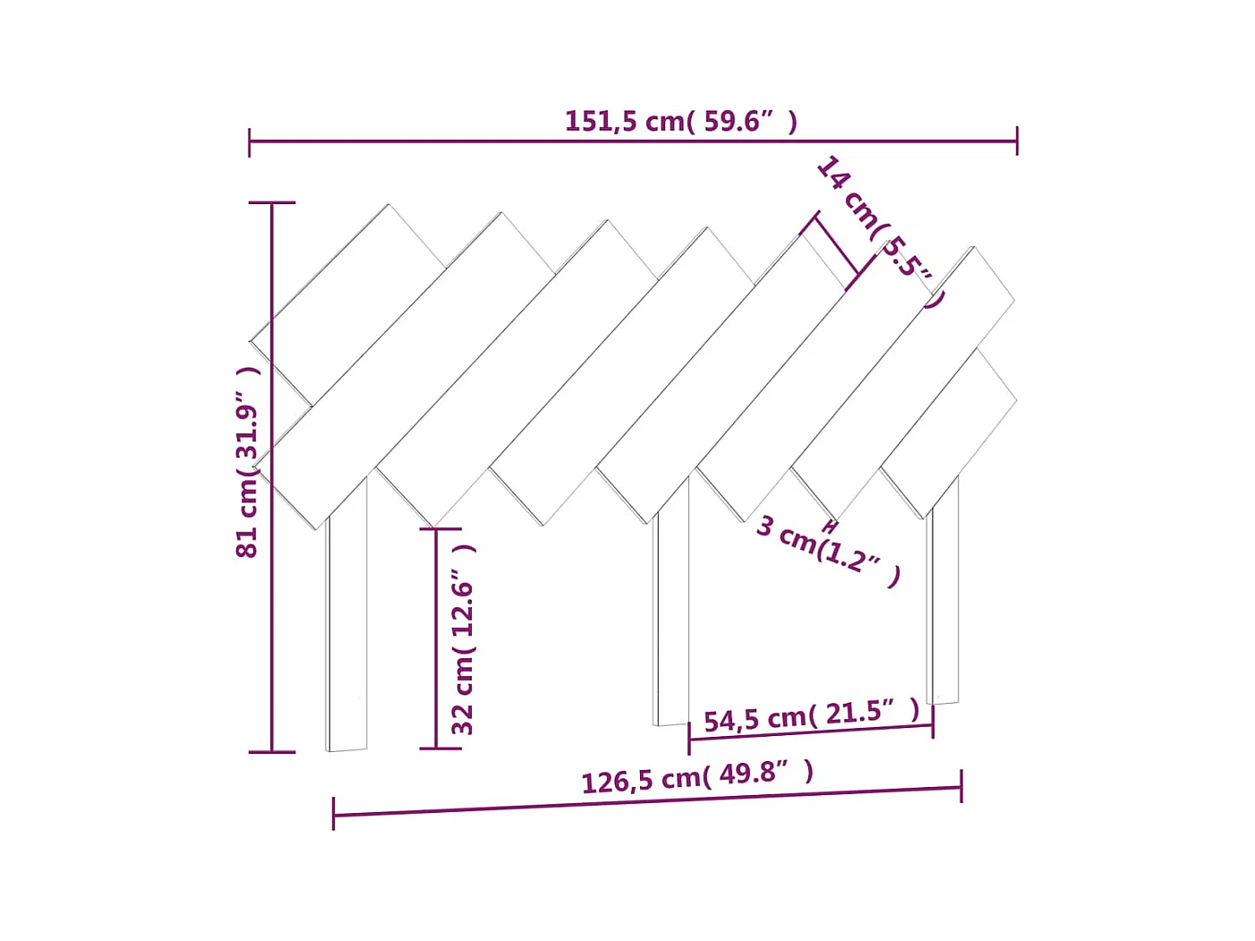 Tête de lit Gris 151,5x3x81 cm Bois massif de pin