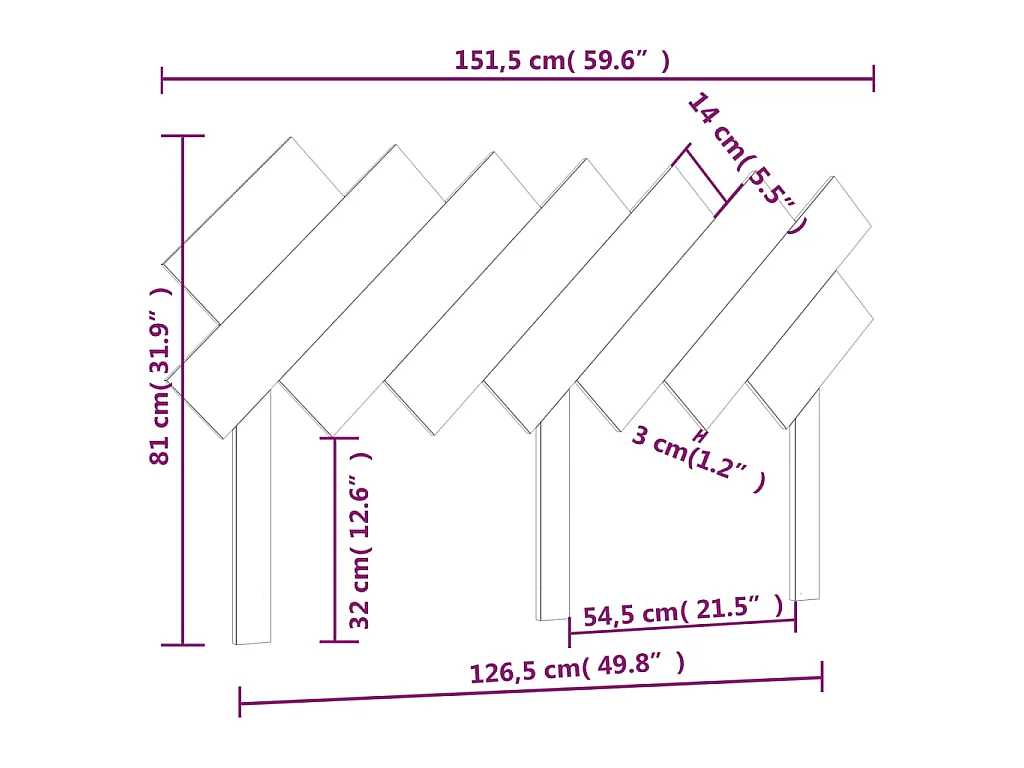 Hoofdbord 151,5x3x81 cm massief grenenhout grijs