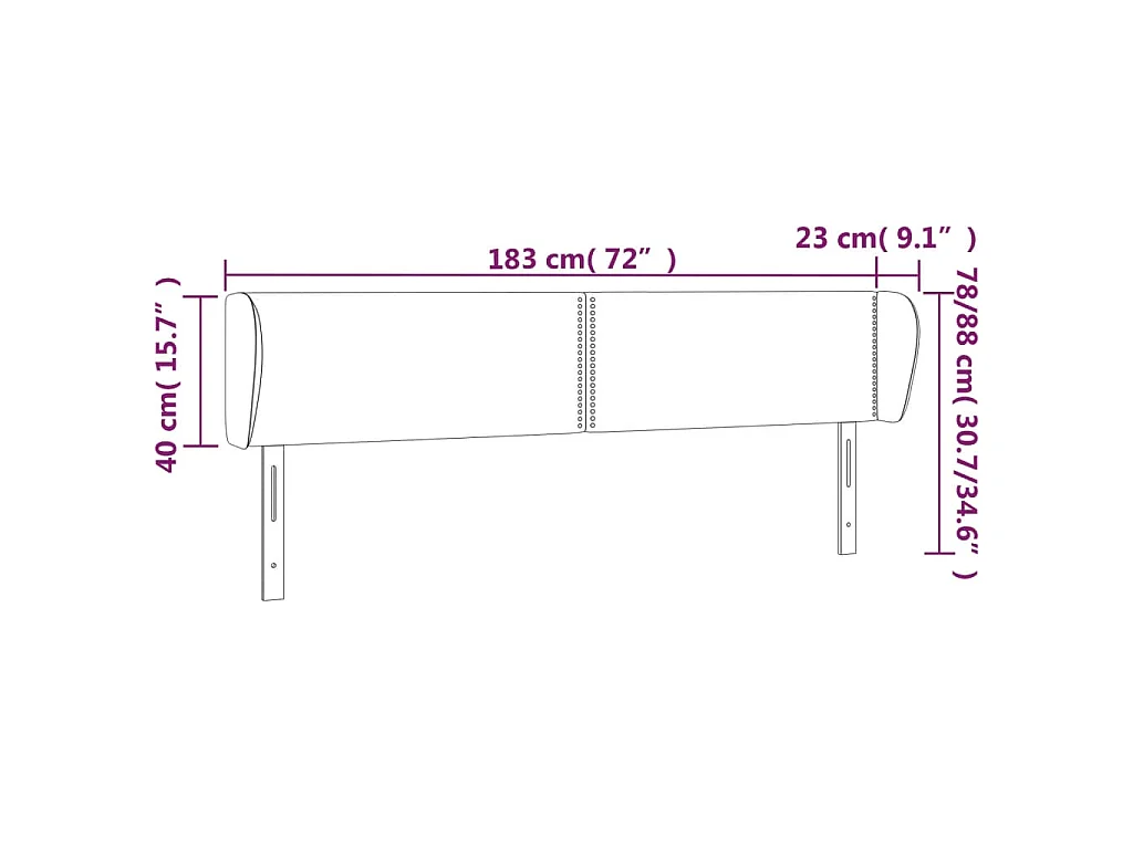 Tête de lit avec oreilles Gris foncé 183x23x78/88 cm Velours