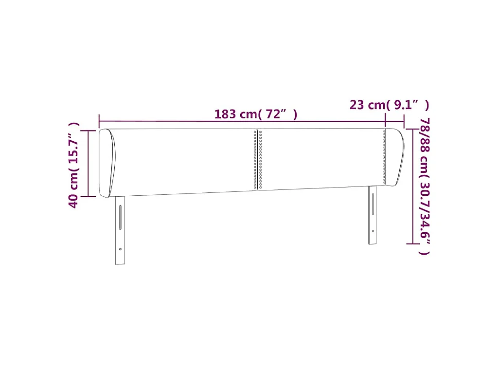 Testiera ad Orecchio Grigio Scuro 183x23x78/88 cm in Velluto