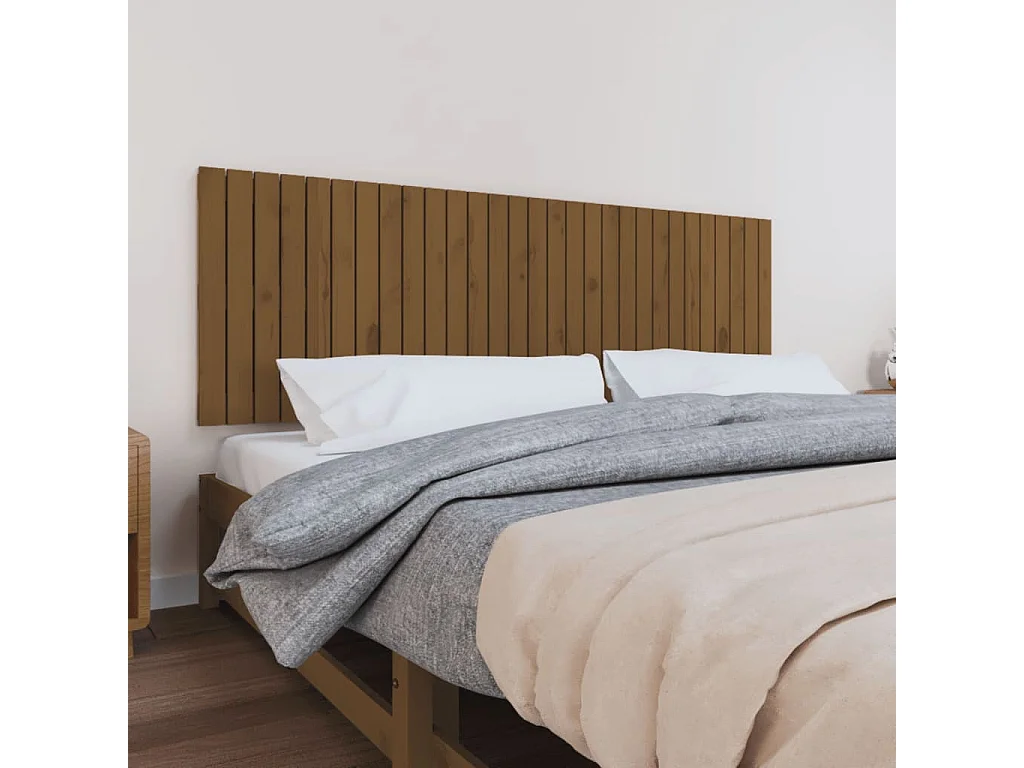 Wand-Kopfteil Honigbraun 185x3x60 cm Massivholz Kiefer